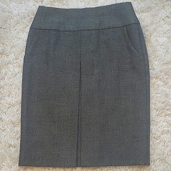 J.Crew Wool Metallic Box Pleat Pencil Skirt Women’s 0 Gray Gold - Picture 4 of 17